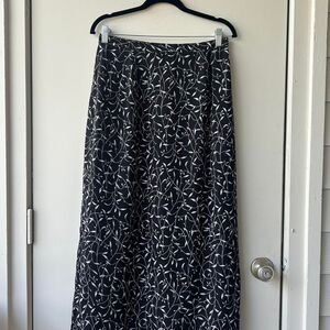 Black and White Floral Whimsigoth Maxi Skirt